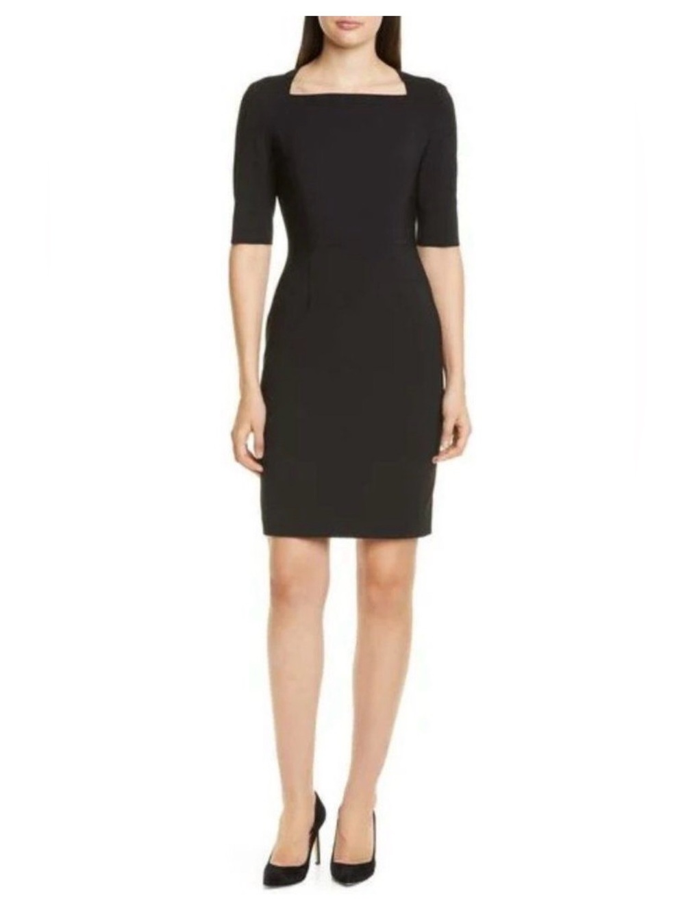 BOSS HUGO BOSS 🔥 Dipiseta 96% Virgin Wool Square Neck Sheath Dress